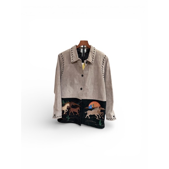 The Quacker Factory Jackets & Blazers - NWT Vtg Quacker Factory Womens Suede Leather Western Horse Embroidery Jacket M
